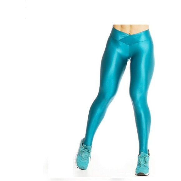 Women's Fashion Neon Stretch Skinny Shiny Spandex Leggings Pants - Picture 4 of 8
